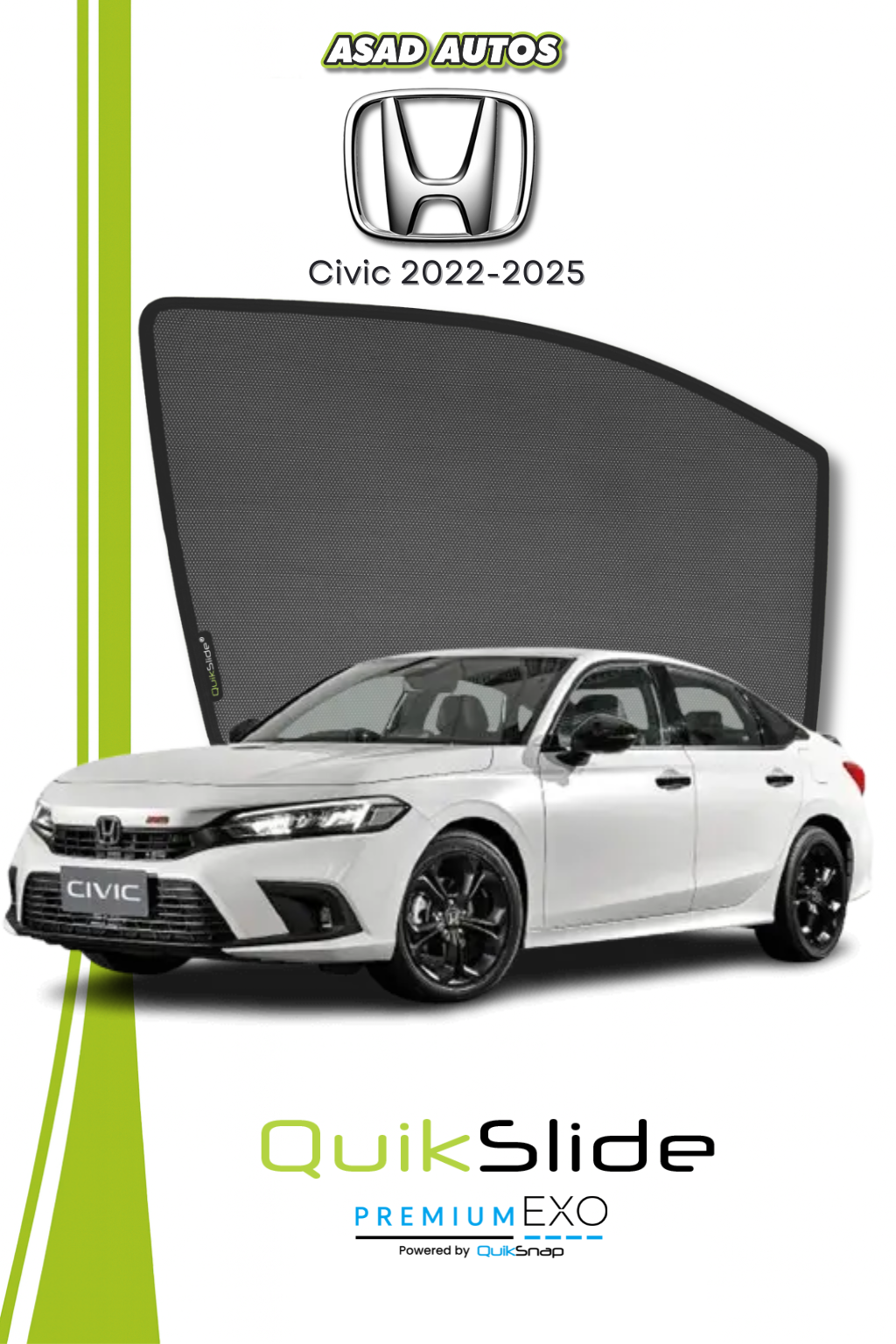 QS | QuikSlide | Quik Snap Window Sun Shades (Car Pardy) For Honda Civic 2022-2025