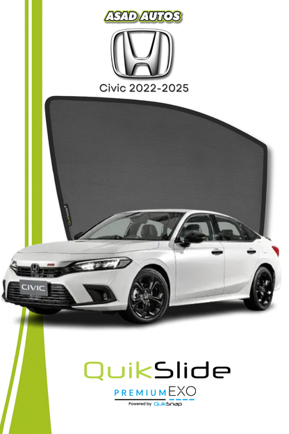 QS | QuikSlide | Quik Snap Window Sun Shades (Car Pardy) For Honda Civic 2022-2025