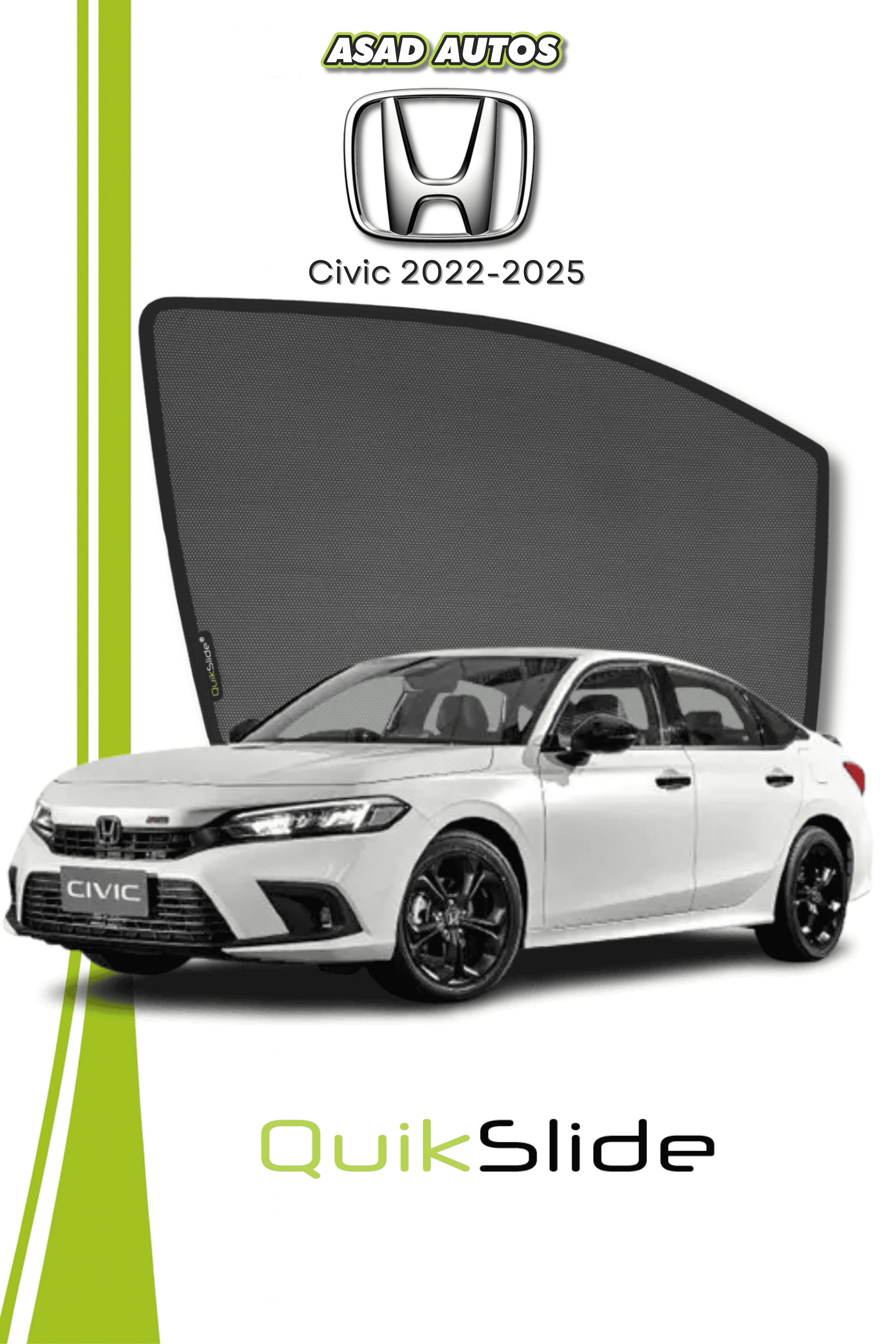 QS | QuikSlide | Quik Snap Window Sun Shades (Car Pardy) For Honda Civic 2022-2026