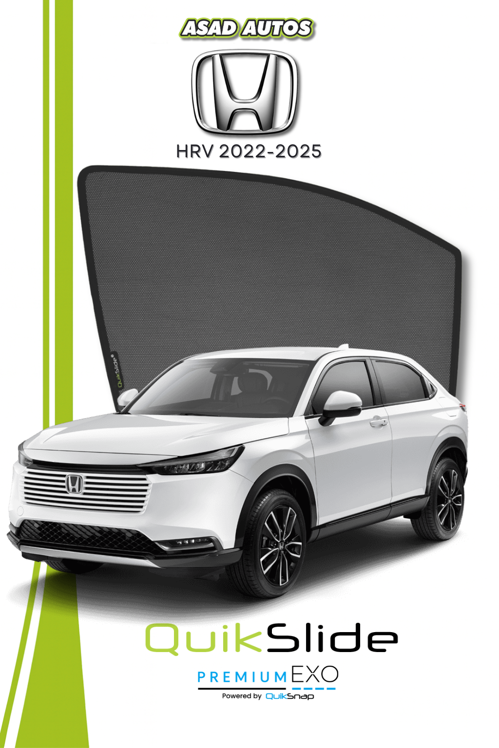 QS | QuikSlide | Quik Snap Window Sun Shades (Car Pardy) For Honda HRV 2022-2025