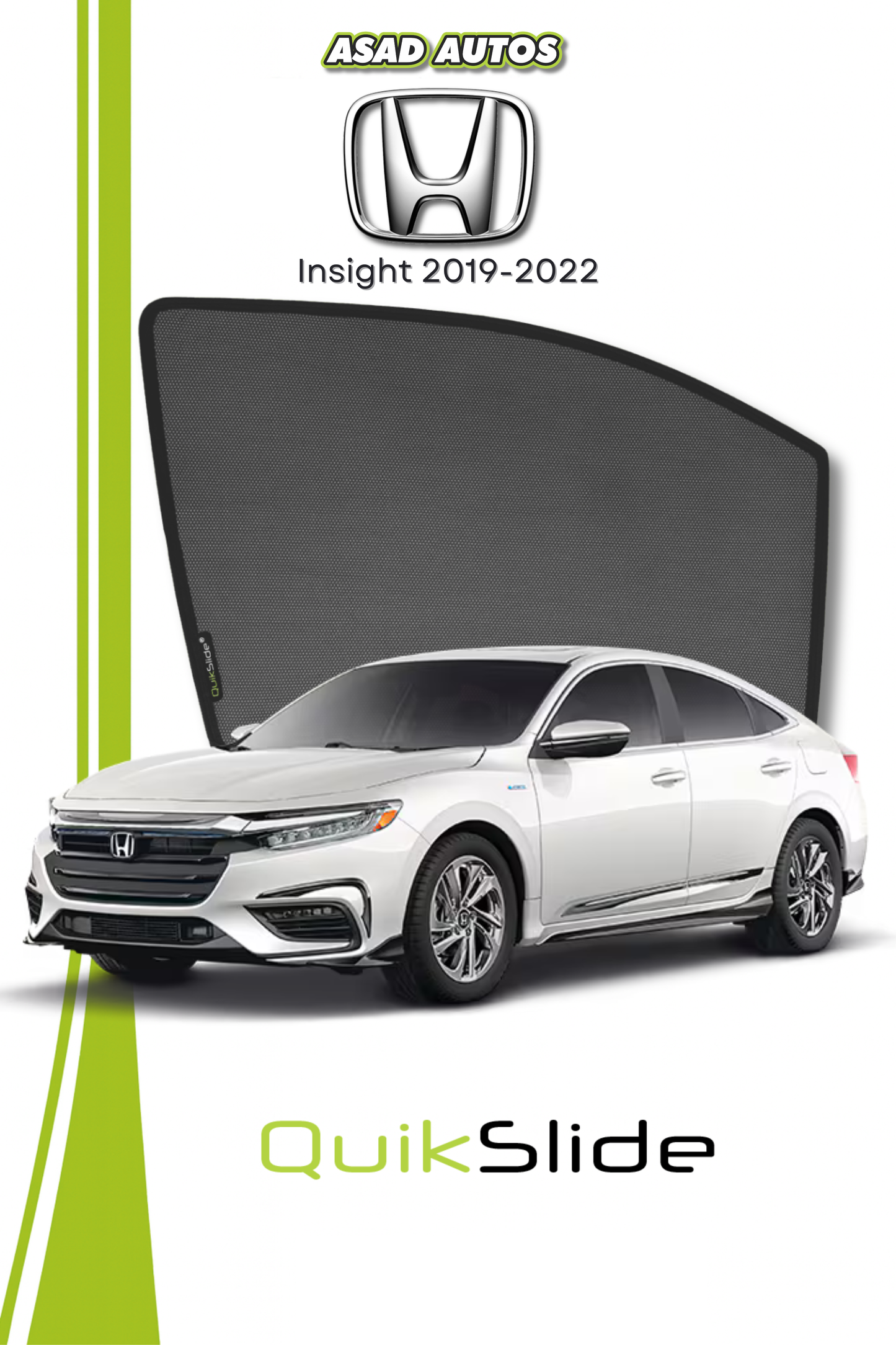 QS | QuikSlide | Quik Snap Window Sun Shades (Car Pardy) For Honda Insight 2019-2022 Sedan