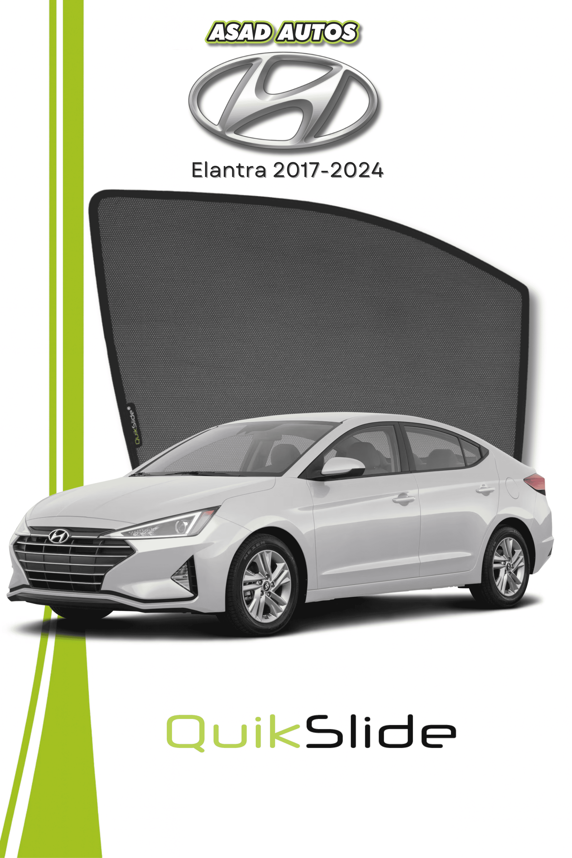 QS | QuikSlide | Quik Snap Window Sun Shades (Car Pardy) For Hyundai Elantra 2017-2024