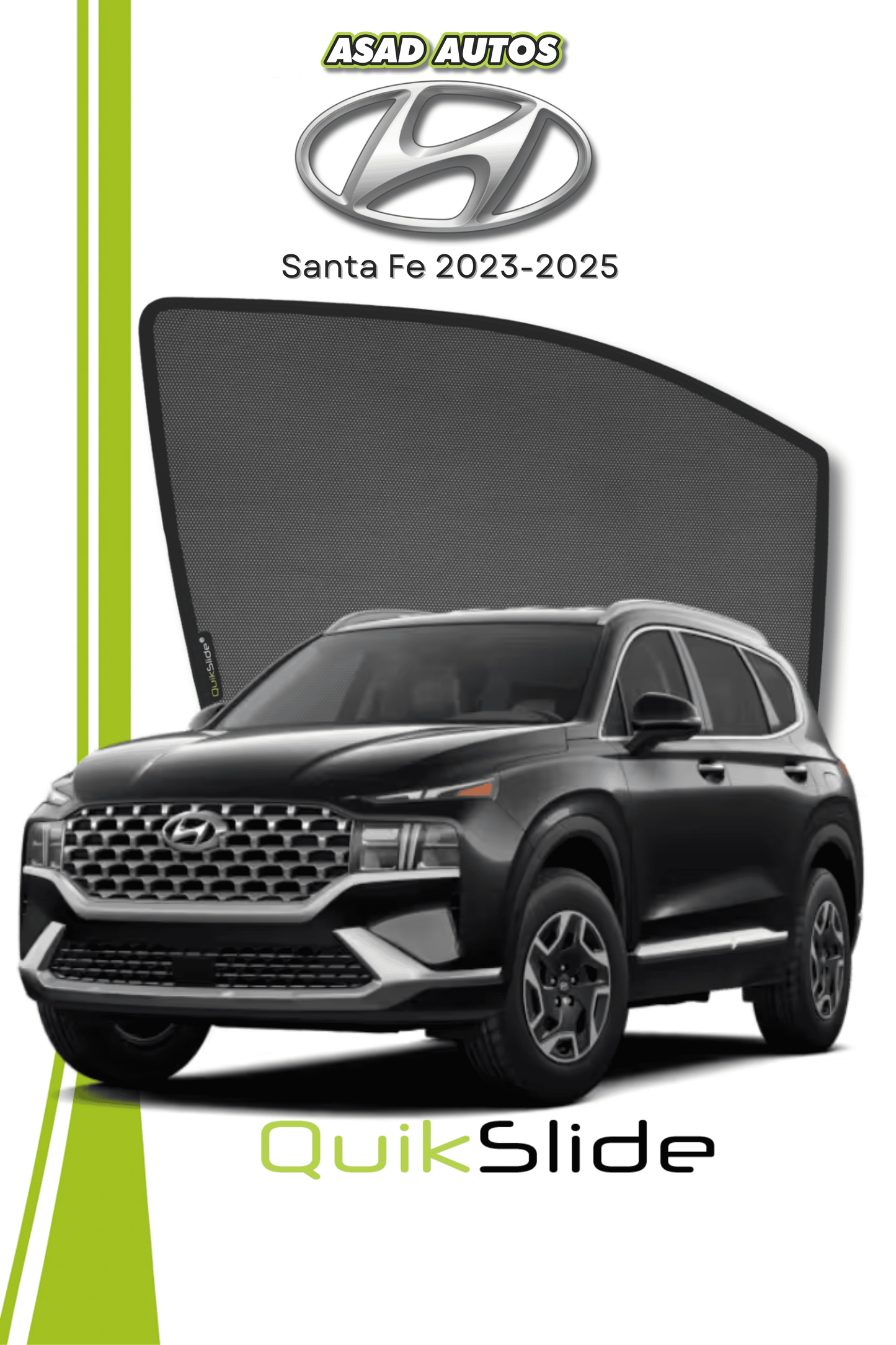 QS | QuikSlide | Quik Snap Window Sun Shades (Car Pardy) For Hyundai Santa Fe 2023-2024