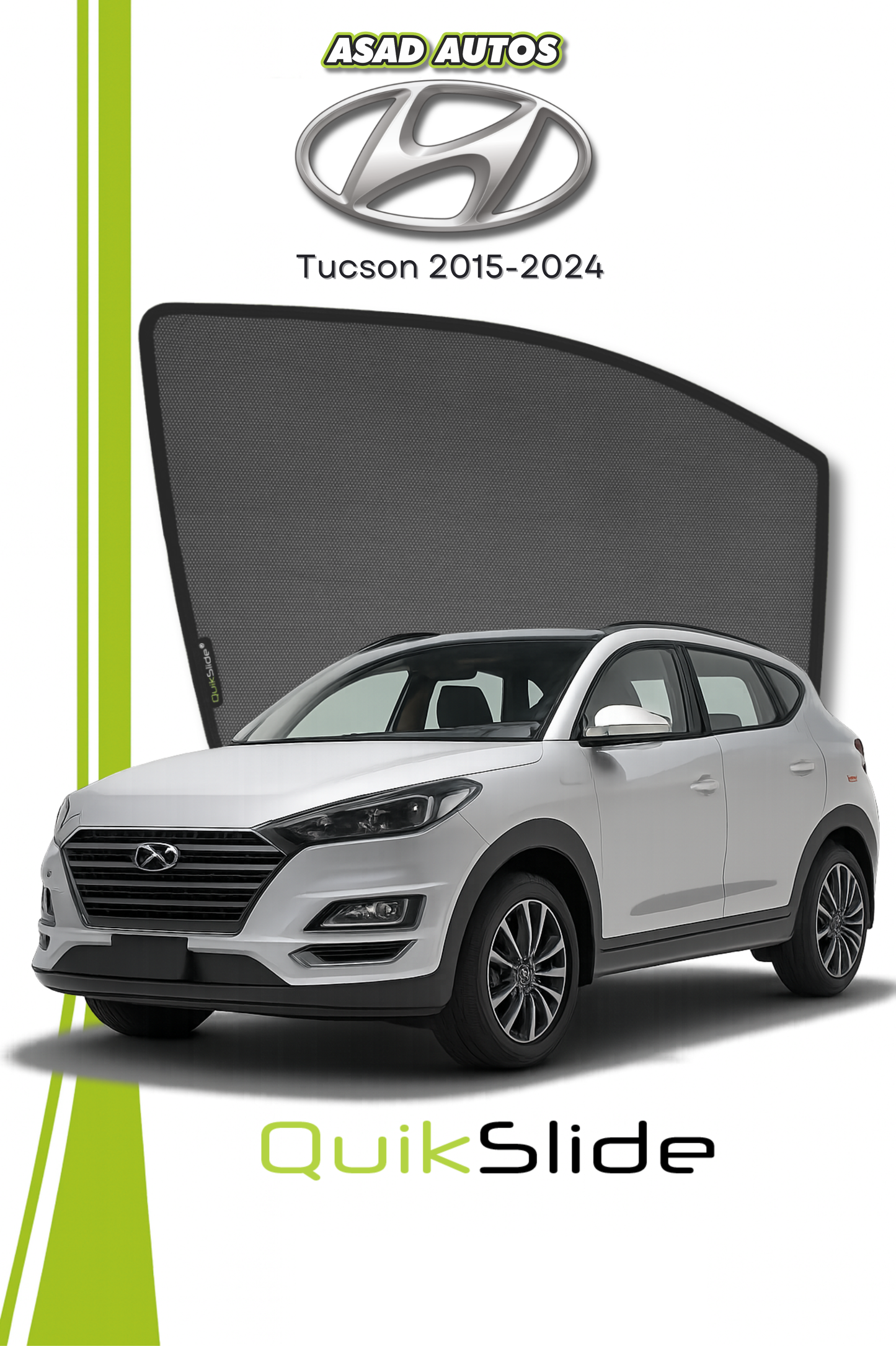 QS | QuikSlide | Quik Snap Window Sun Shades (Car Pardy) For Hyundai Tucson 2015-2024 Crossover
