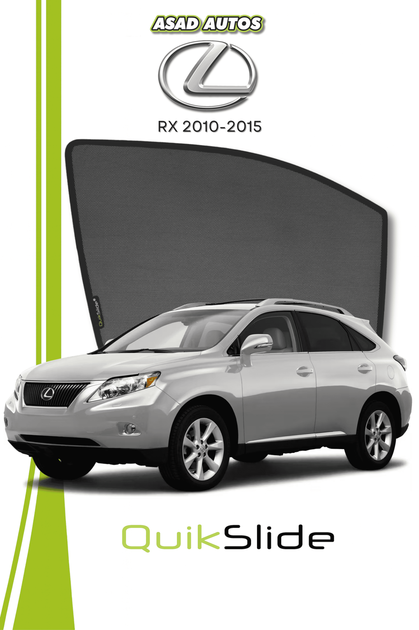 QS | QuikSlide | Quik Snap Window Sun Shades (Car Pardy) For Lexus RX 2010-2015 Crossover