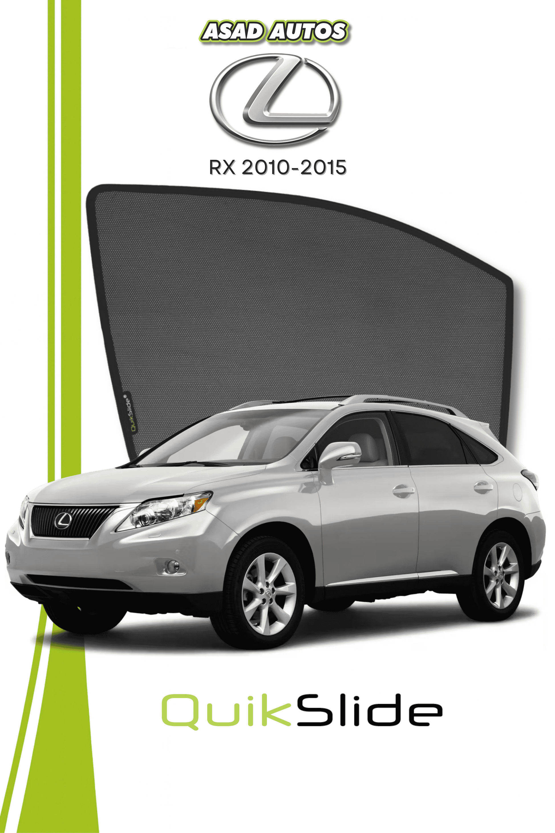 QS | QuikSlide | Quik Snap Window Sun Shades (Car Pardy) For Lexus RX 2010-2015 Crossover