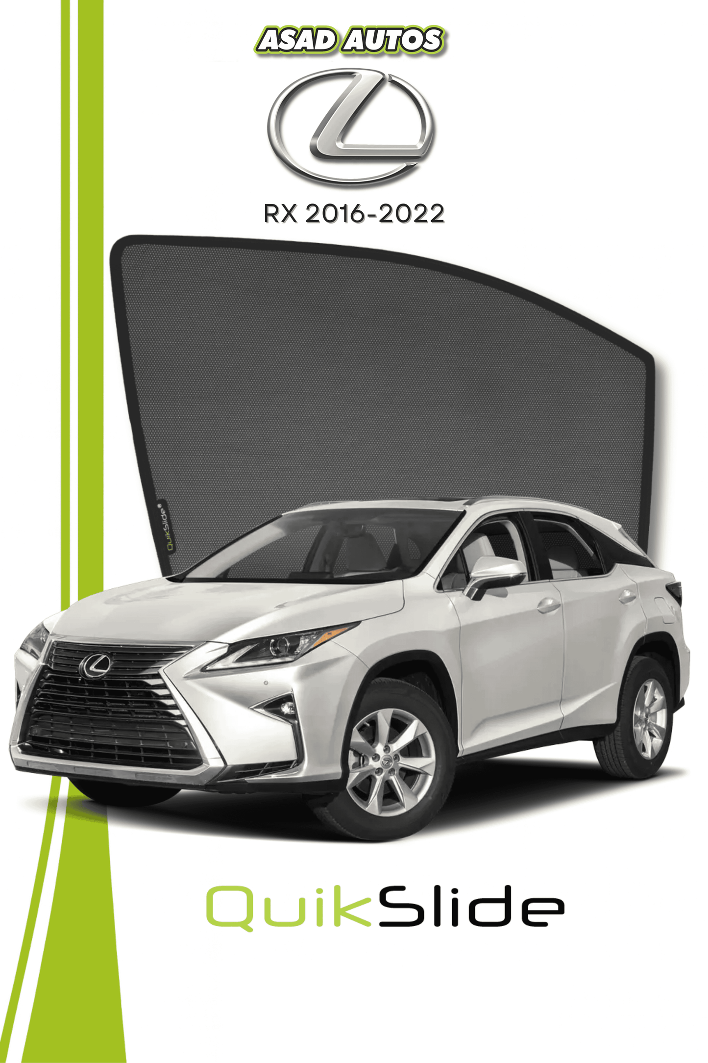 QS | QuikSlide | Quik Snap Window Sun Shades (Car Pardy) For Lexus RX 2016-2022 Crossover