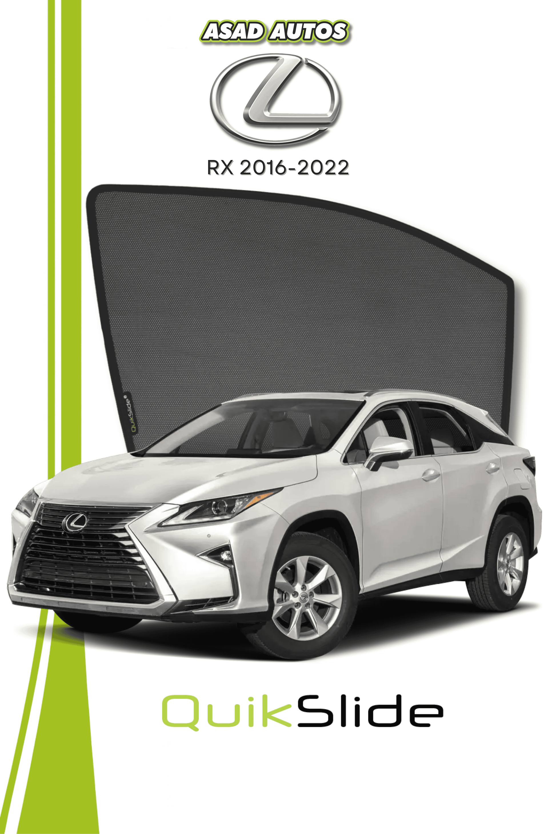 QS | QuikSlide | Quik Snap Window Sun Shades (Car Pardy) For Lexus RX 2016-2022 Crossover