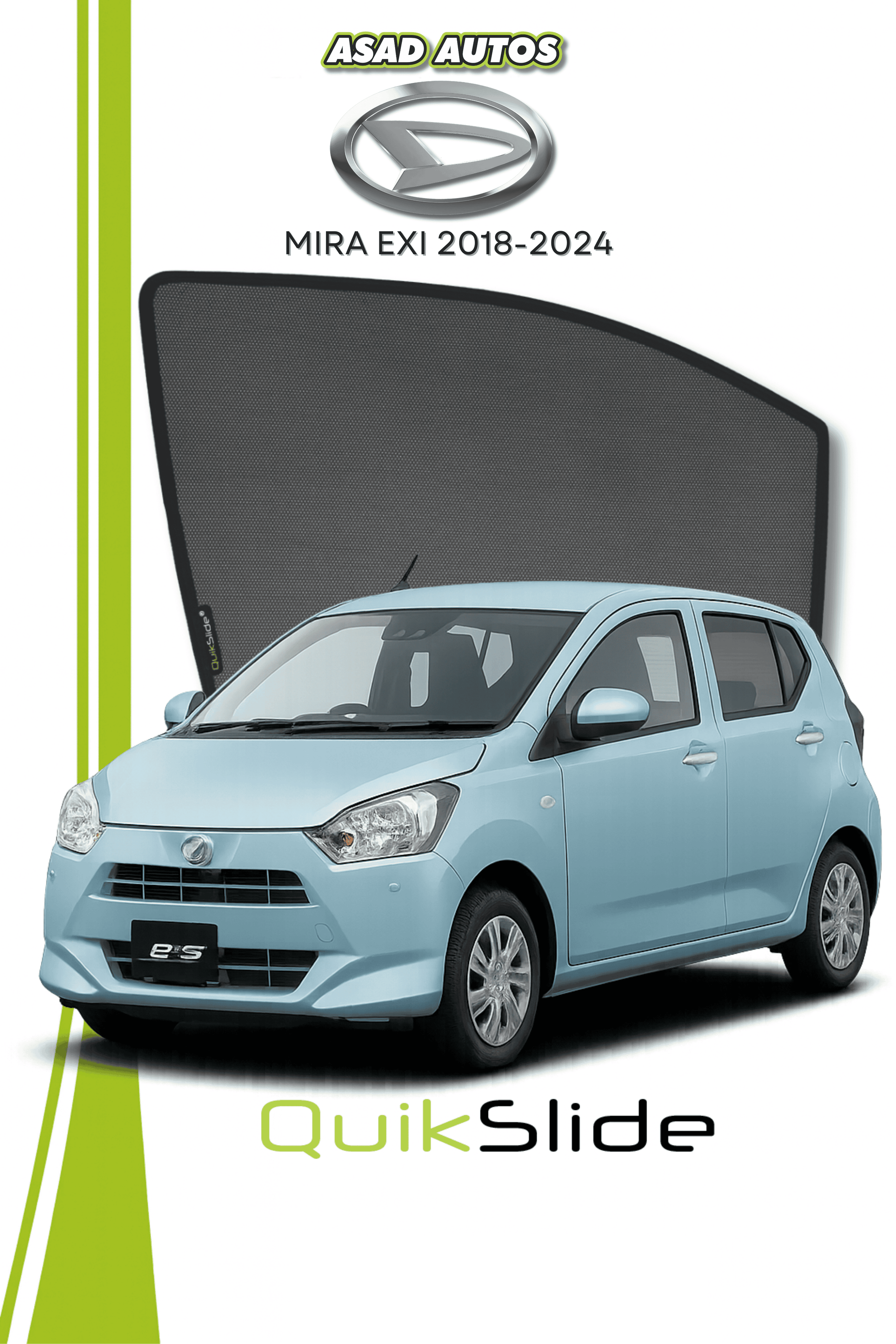 QS | QuikSlide | Quik Snap Window Sun Shades (Car Pardy) For MIRA EXI 2018-2023	Crossover