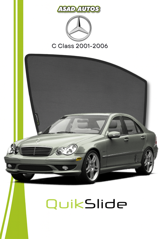 QS | QuikSlide | Quik Snap Window Sun Shades (Car Pardy) For Mercedes C Class 2001-2006 VIP Sedan