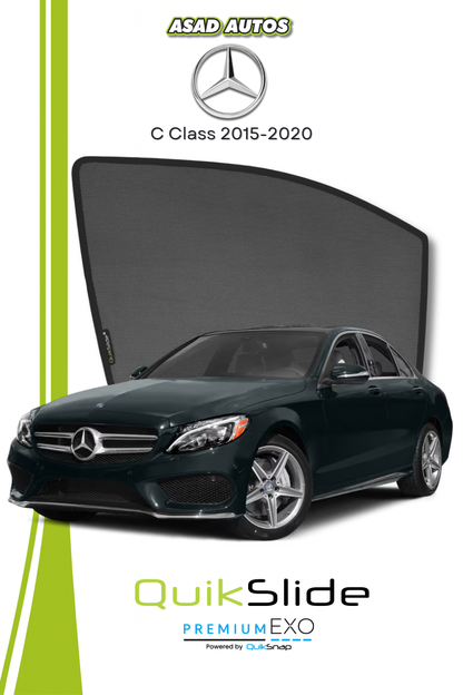 QS | QuikSlide | Quik Snap Window Sun Shades (Car Pardy) For Mercedes C Class 2015-2020 VIP Sedan