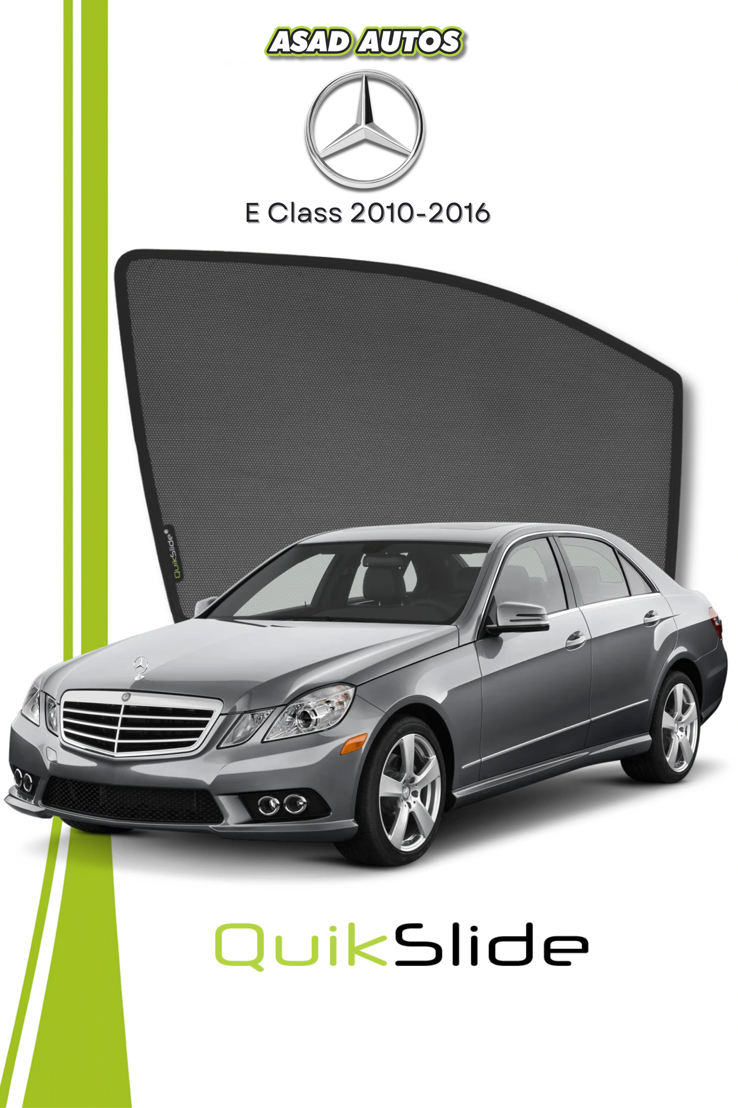 QS | QuikSlide | Quik Snap Window Sun Shades (Car Pardy) For Mercedes E Class 2010-2016 VIP Sedan