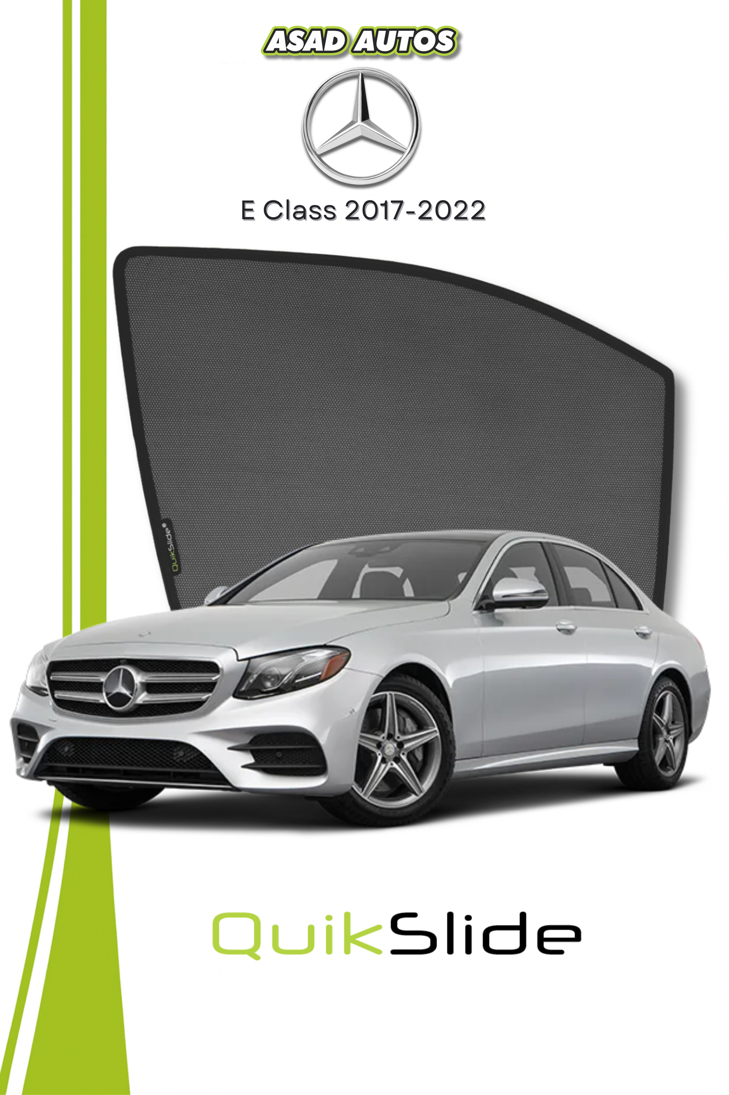 QS | QuikSlide | Quik Snap Window Sun Shades (Car Pardy) For Mercedes E Class 2017-2022 VIP Sedan
