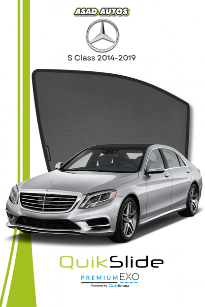 QS | QuikSlide | Quik Snap Window Sun Shades (Car Pardy) For Mercedes S Class 2014-2019 VIP Sedan