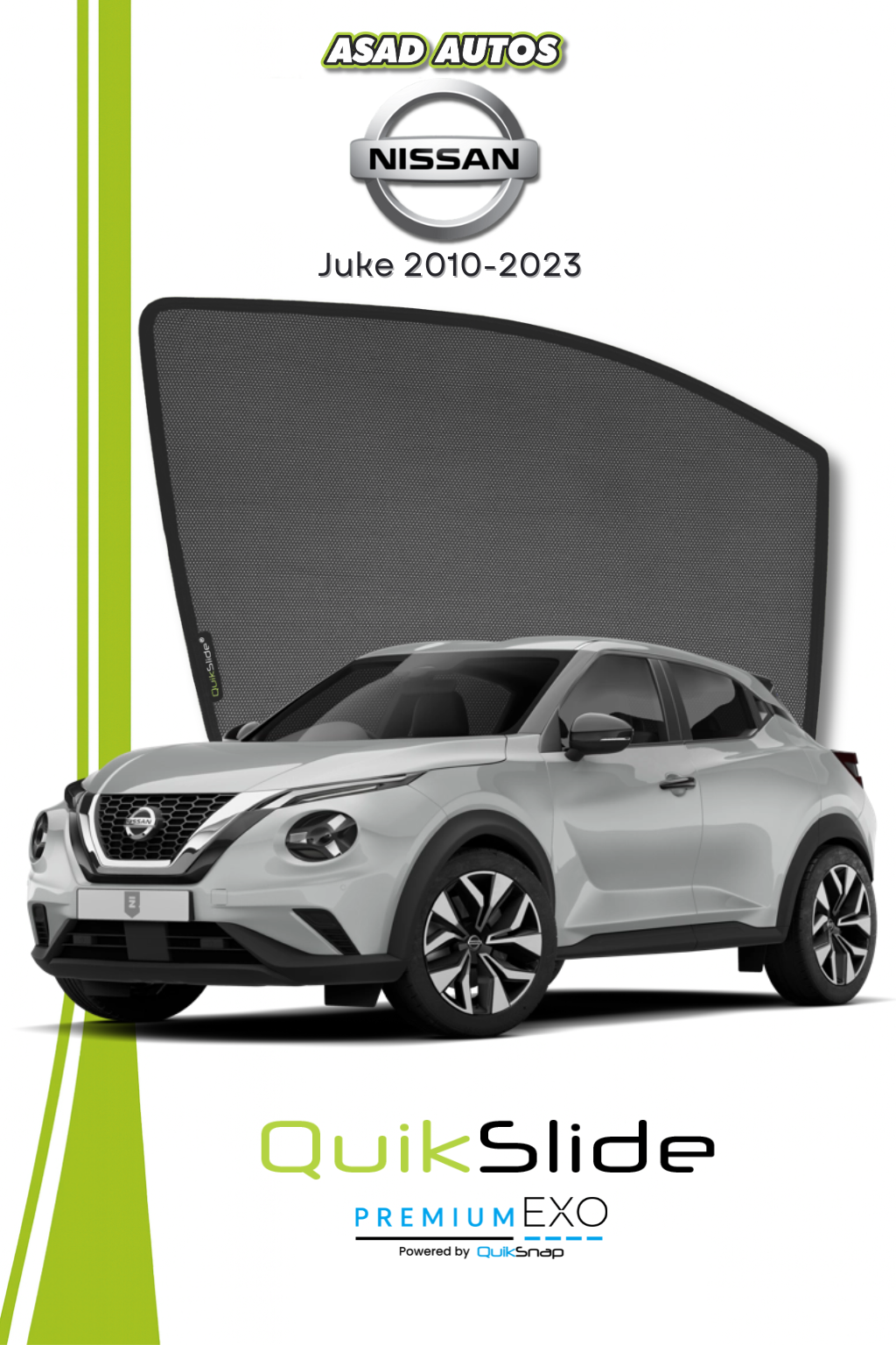 QS | QuikSlide | Quik Snap Window Sun Shades (Car Pardy) For Nissan Juke 2010-2023 Crossover