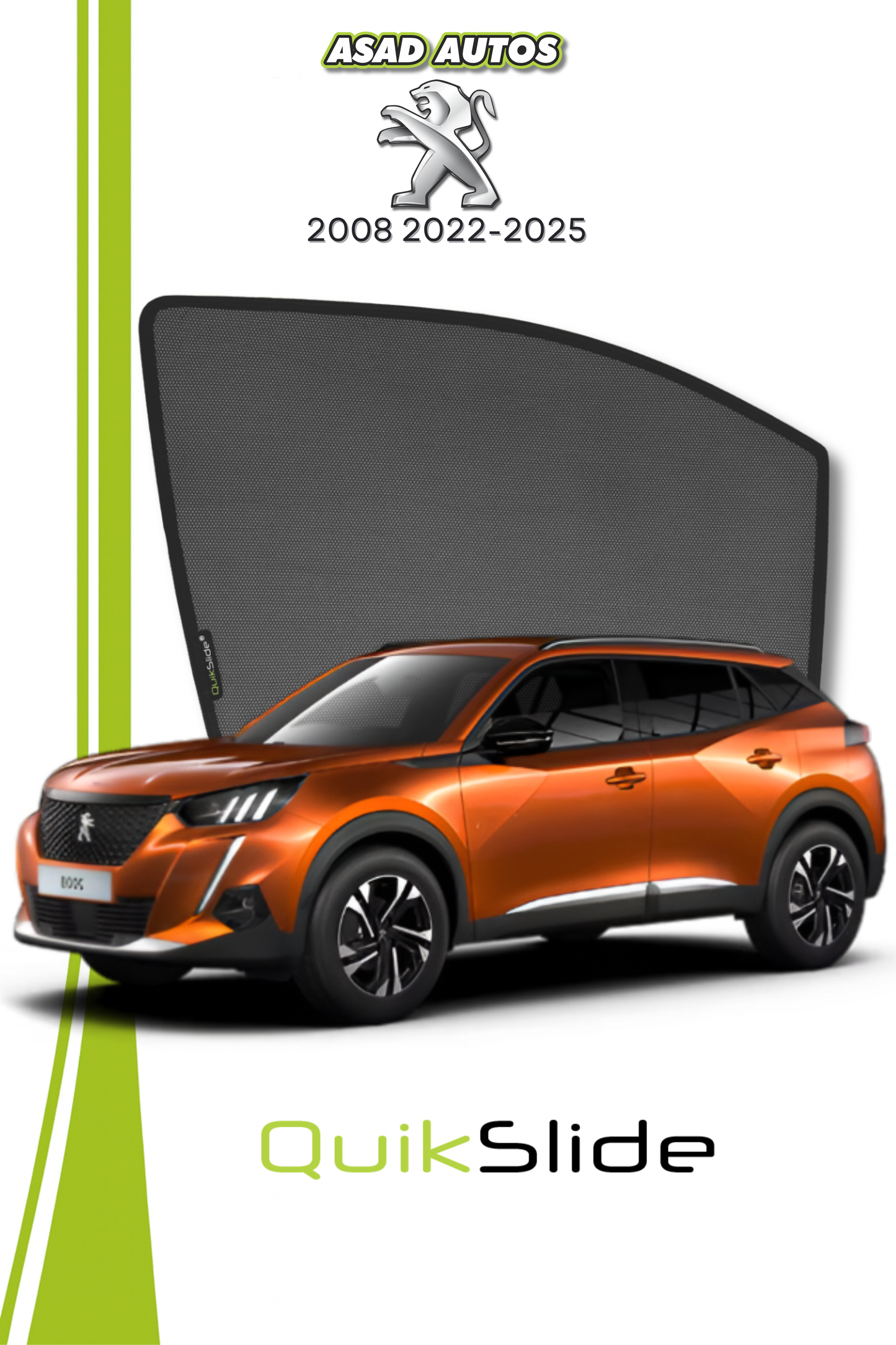 QS | QuikSlide | Quik Snap Window Sun Shades (Car Pardy) For Peugeot 2008 2022-2025