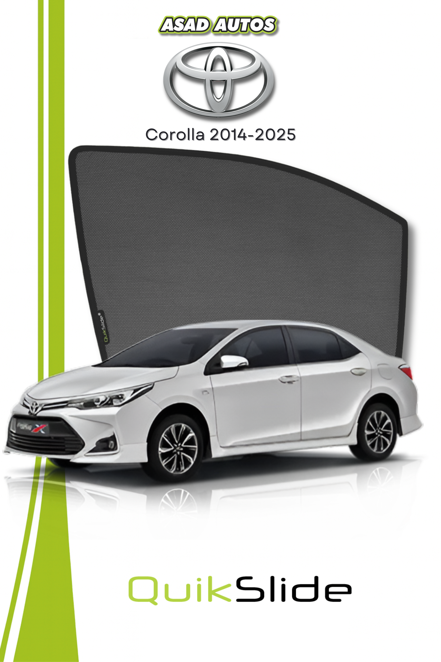 QS | QuikSlide | Quik Snap Window Sun Shades (Car Pardy) For Toyota Corolla Sedan 2014-2025