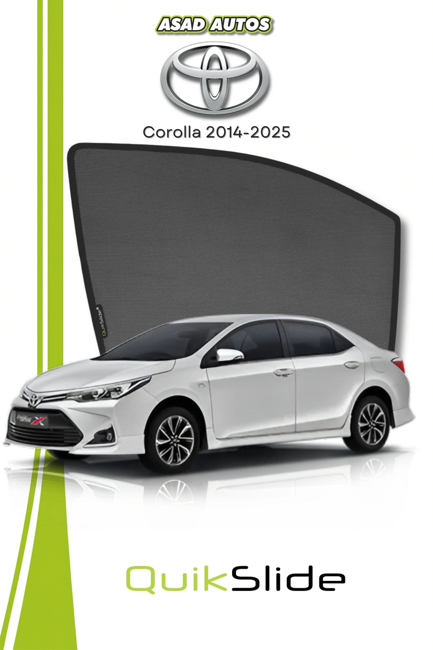 QS | QuikSlide | Quik Snap Window Sun Shades (Car Pardy) For Toyota Corolla Sedan 2014-2026