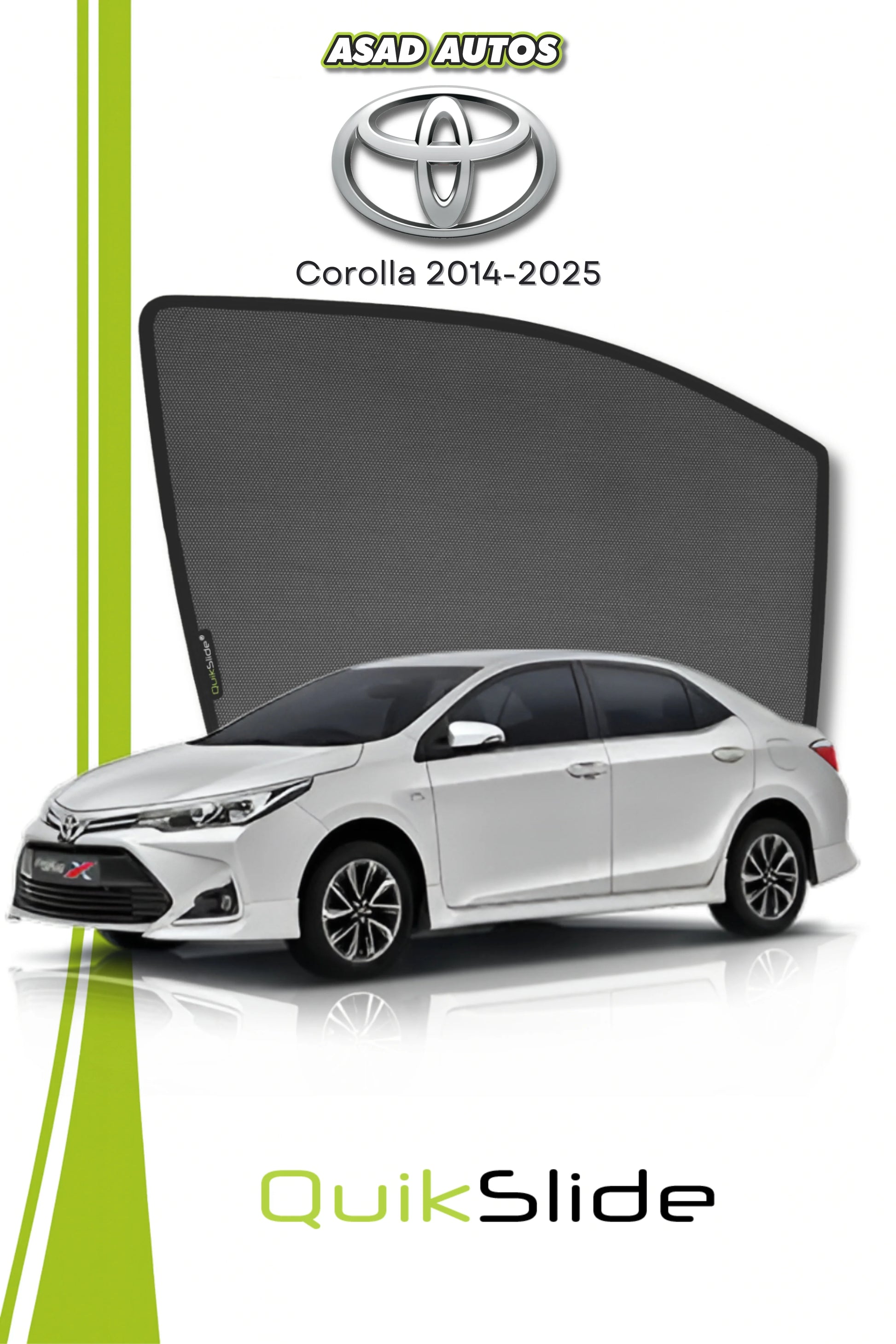 QS | QuikSlide | Quik Snap Window Sun Shades (Car Pardy) For Toyota Corolla Sedan 2014-2026