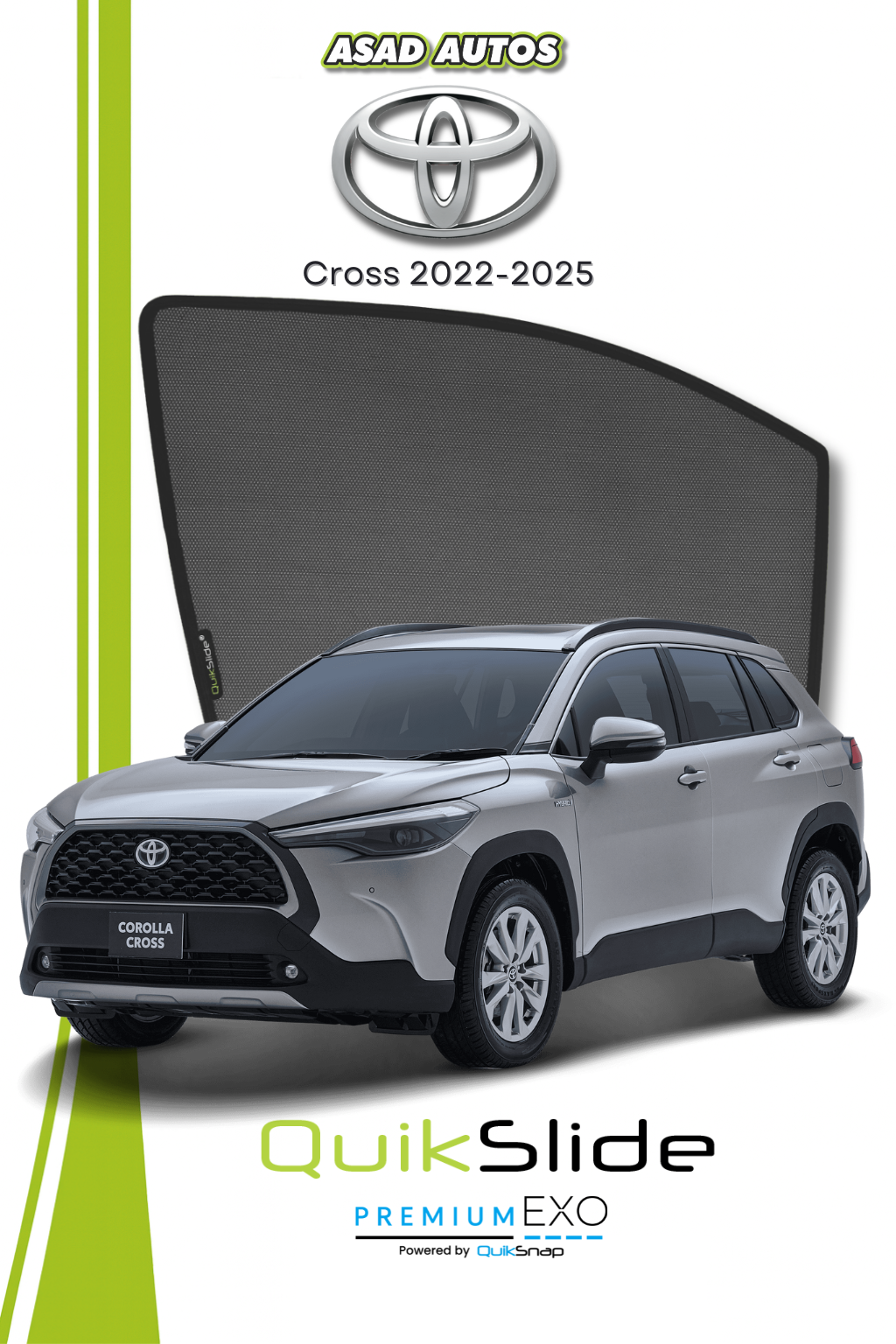 QS | QuikSlide | Quik Snap Window Sun Shades (Car Pardy) For Toyota Cross 2022-2023 Crossover