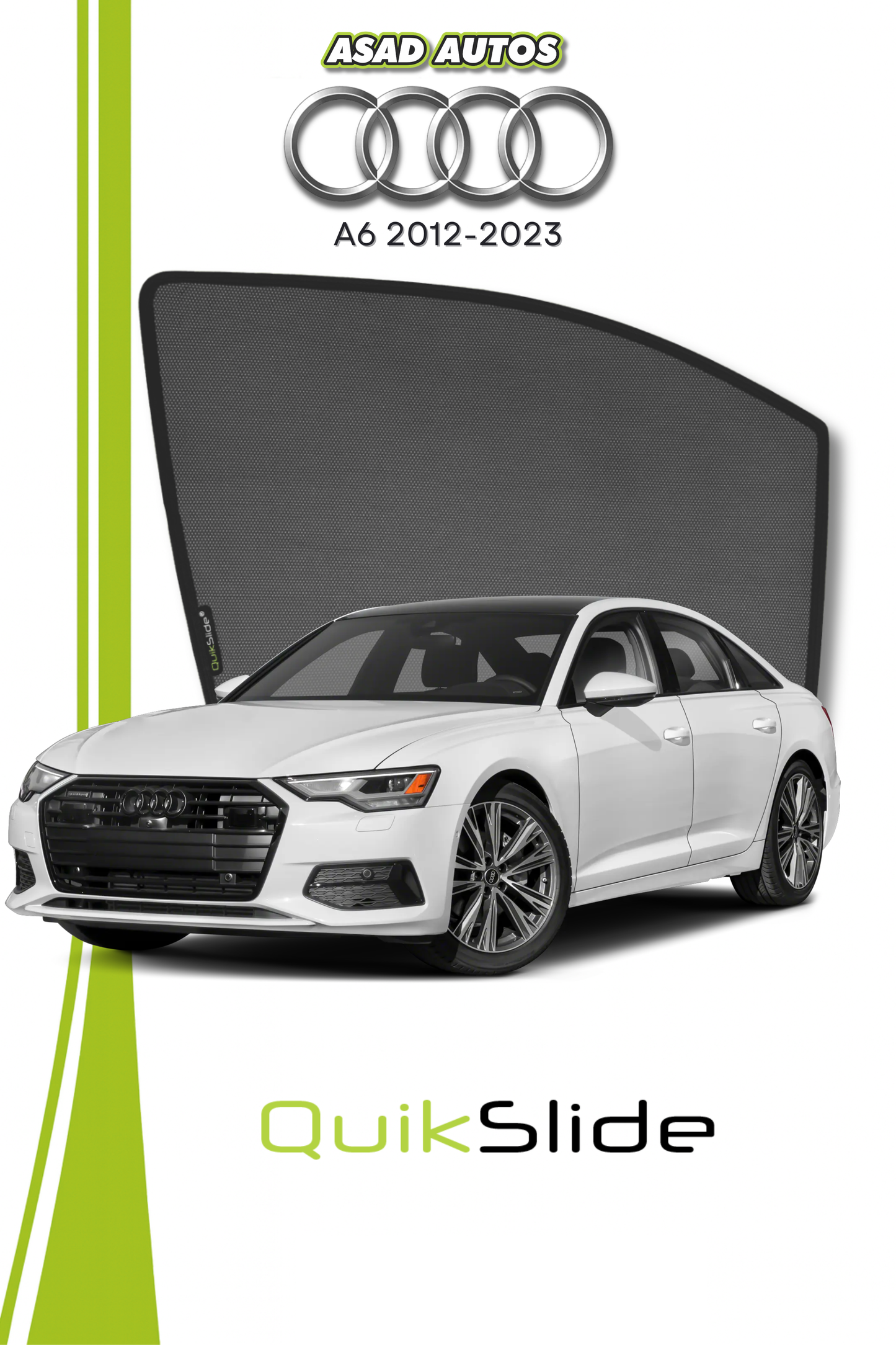 QS | QuikSlide | Quik Snap Window Sun Shades Car Pardy for Audi A6 2012-2023