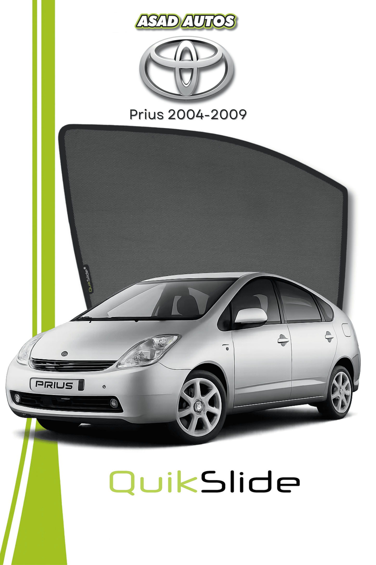 QS | QuikSlide | Quik Snap Window Sun Shades Car Pardy for Toyota Prius  2004-2009