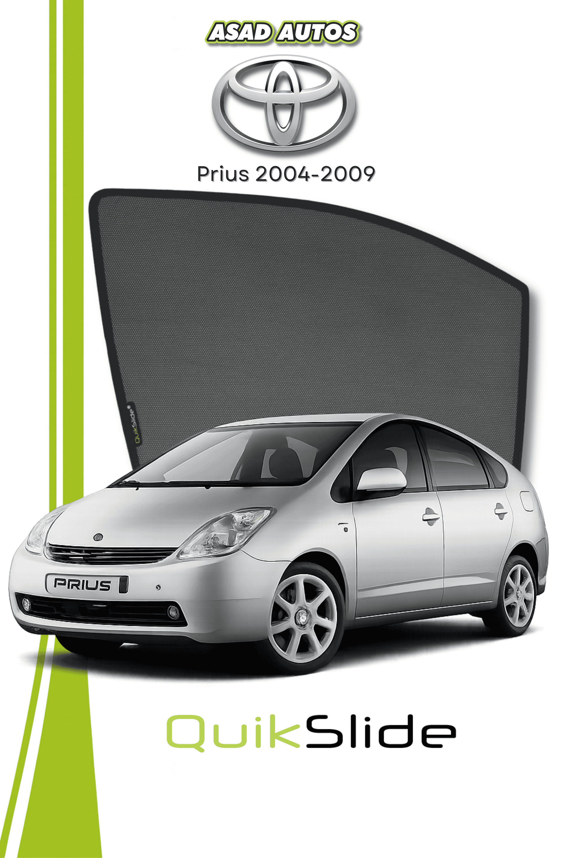 QS | QuikSlide | Quik Snap Window Sun Shades Car Pardy for Toyota Prius  2004-2009