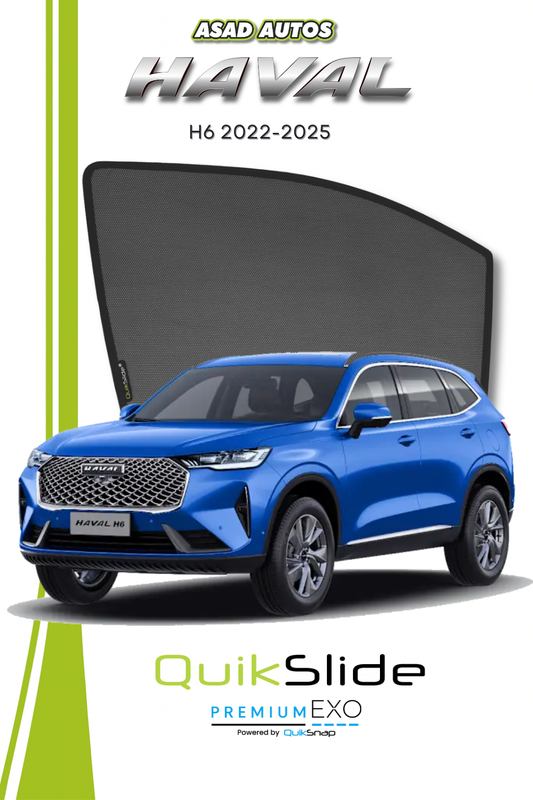 QS | QuikSlide | Quik Snap Window Sun Shades (Car Pardy) on Haval H6 2022–2025 Crossover Side Windows