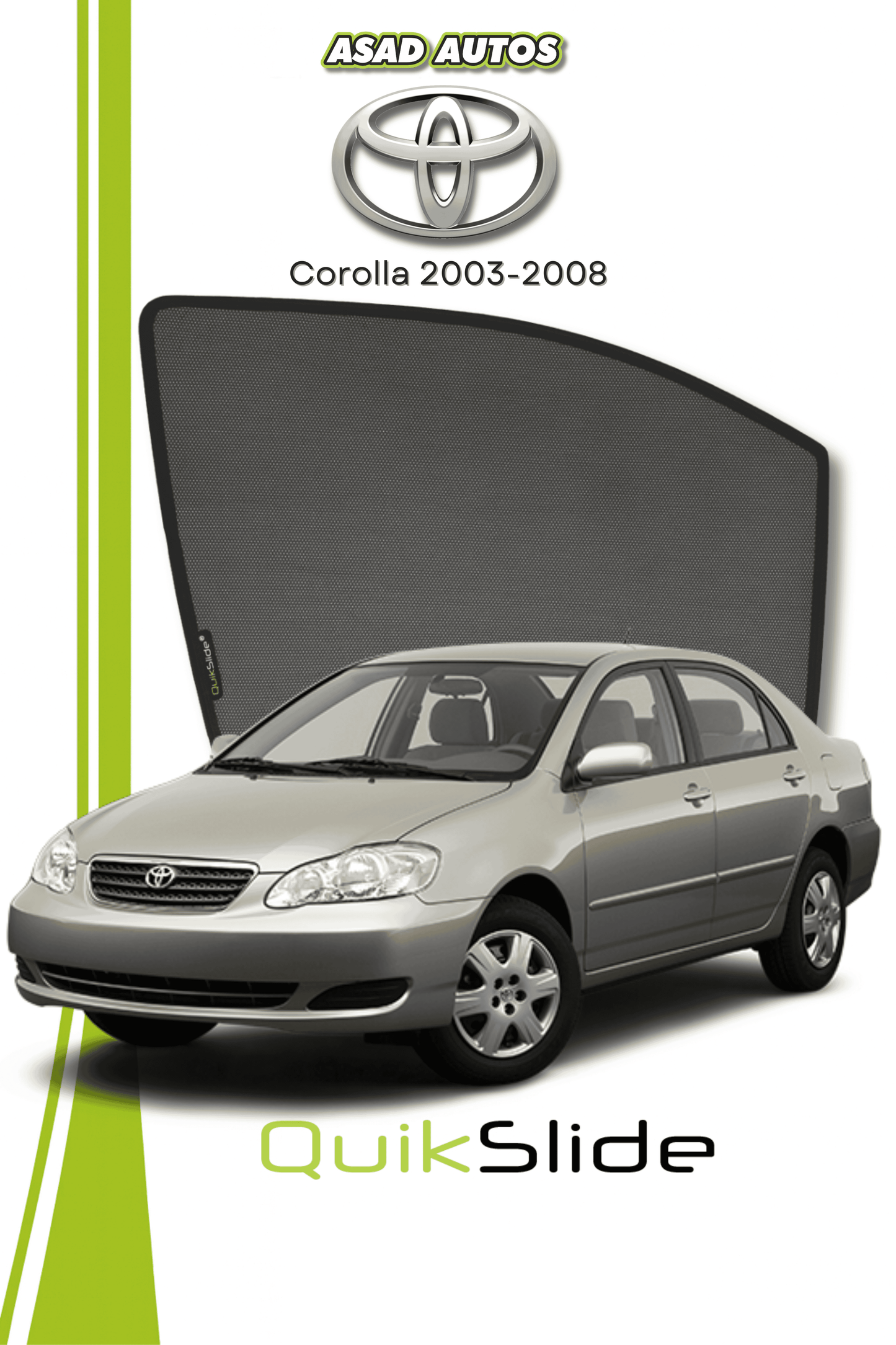QS | QuikSlide | Quik Snap Window Sun Shades For Toyota Corolla 2003-2008