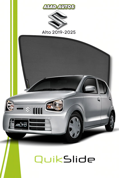 QS | QuikSlide | Quik Snap Window Sun Shades by Car Pardy for Suzuki Alto Hatchback 2014-2026 – UV Protection and Privacy