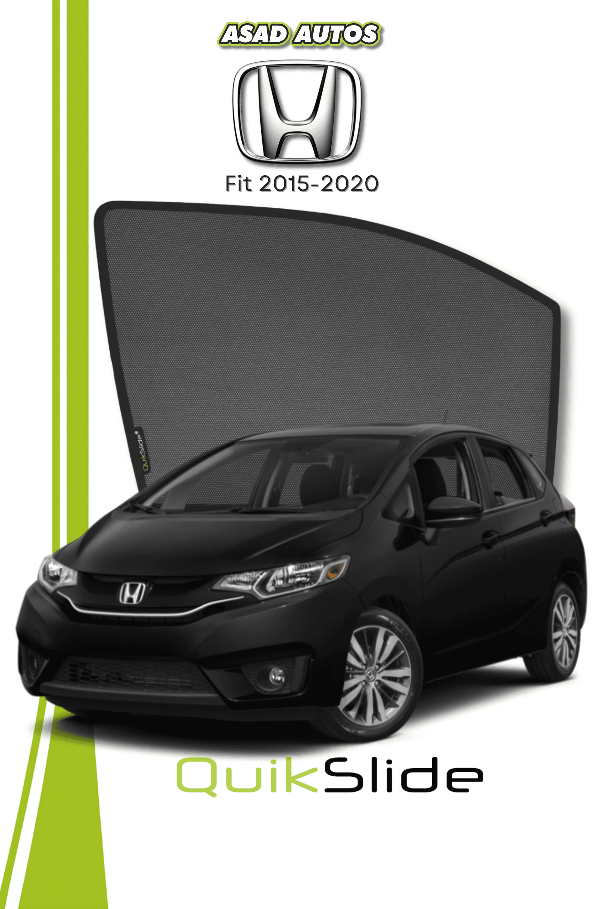 QS | QuikSlide | Quik Snap Window Sun Shades for Honda Fit 2015-2020