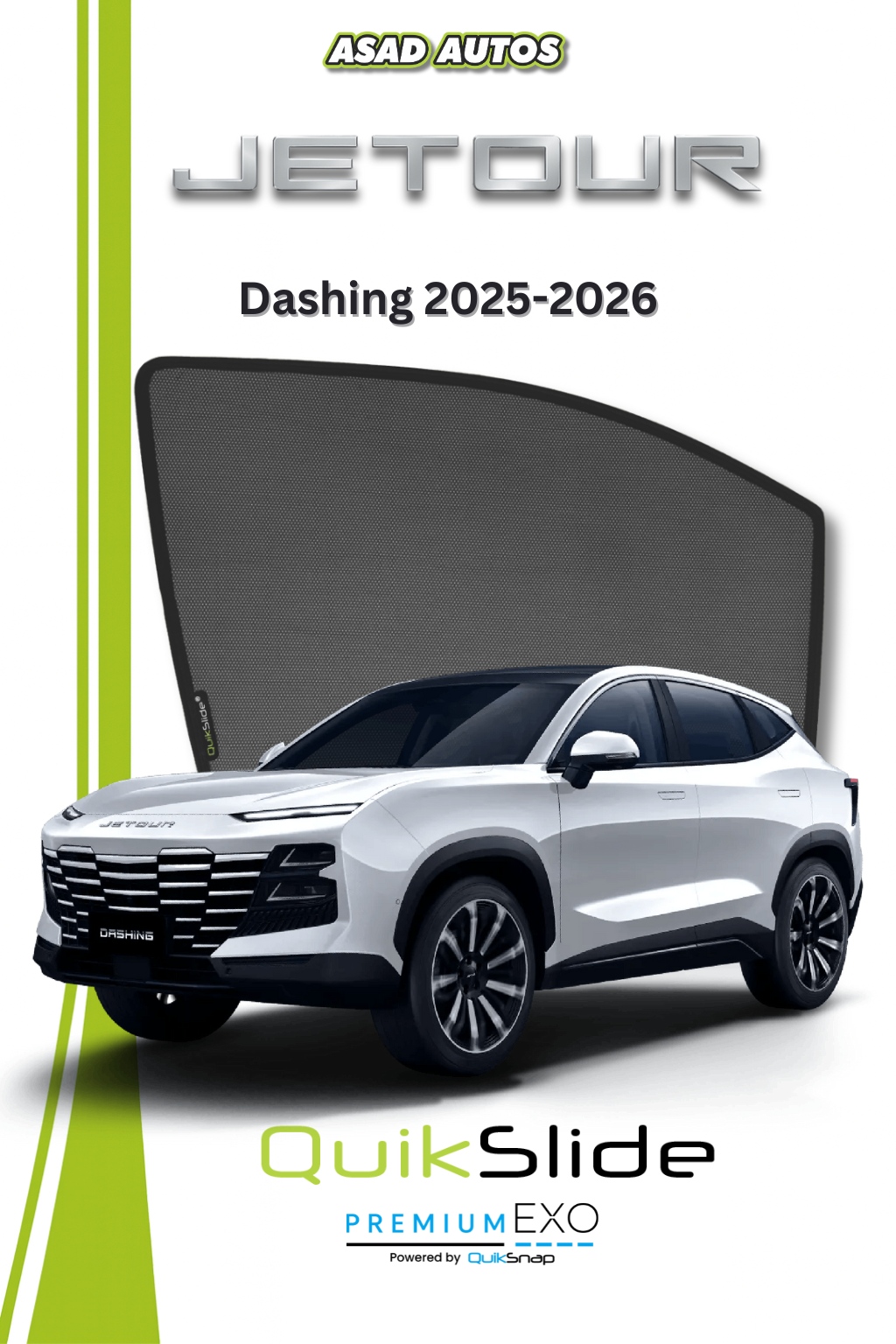 QS | QuikSlide Sun Shades (Car Pardy) For Jetour Dashing 2025-2026 – Premium Magnetic Window Shades with UV & Privacy Protection