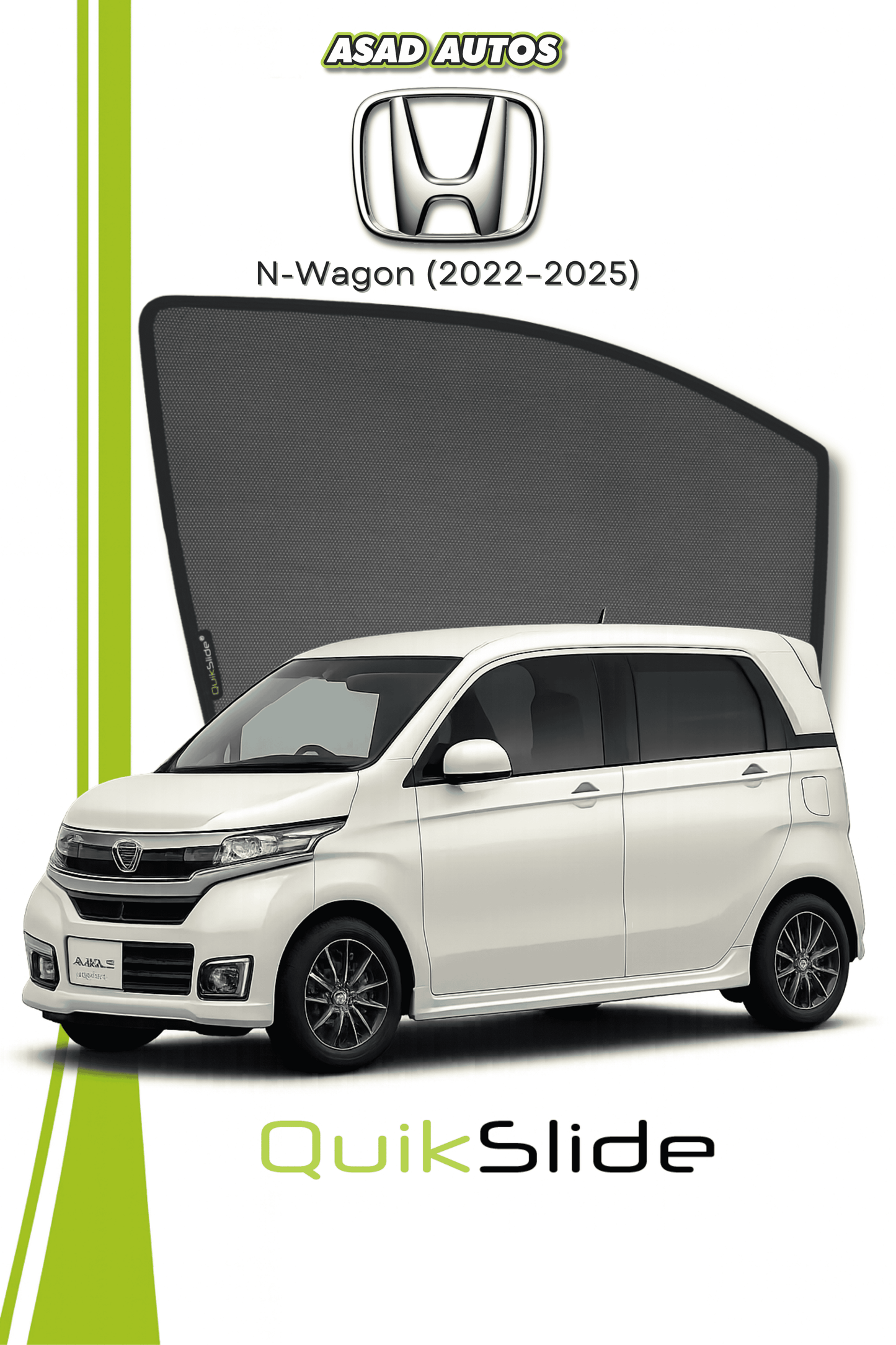 QS | QuikSlide Sun Shades (Car Pardy) for Honda N-Wagon 2020–2024 – Custom Fit UV Protection Window Shades