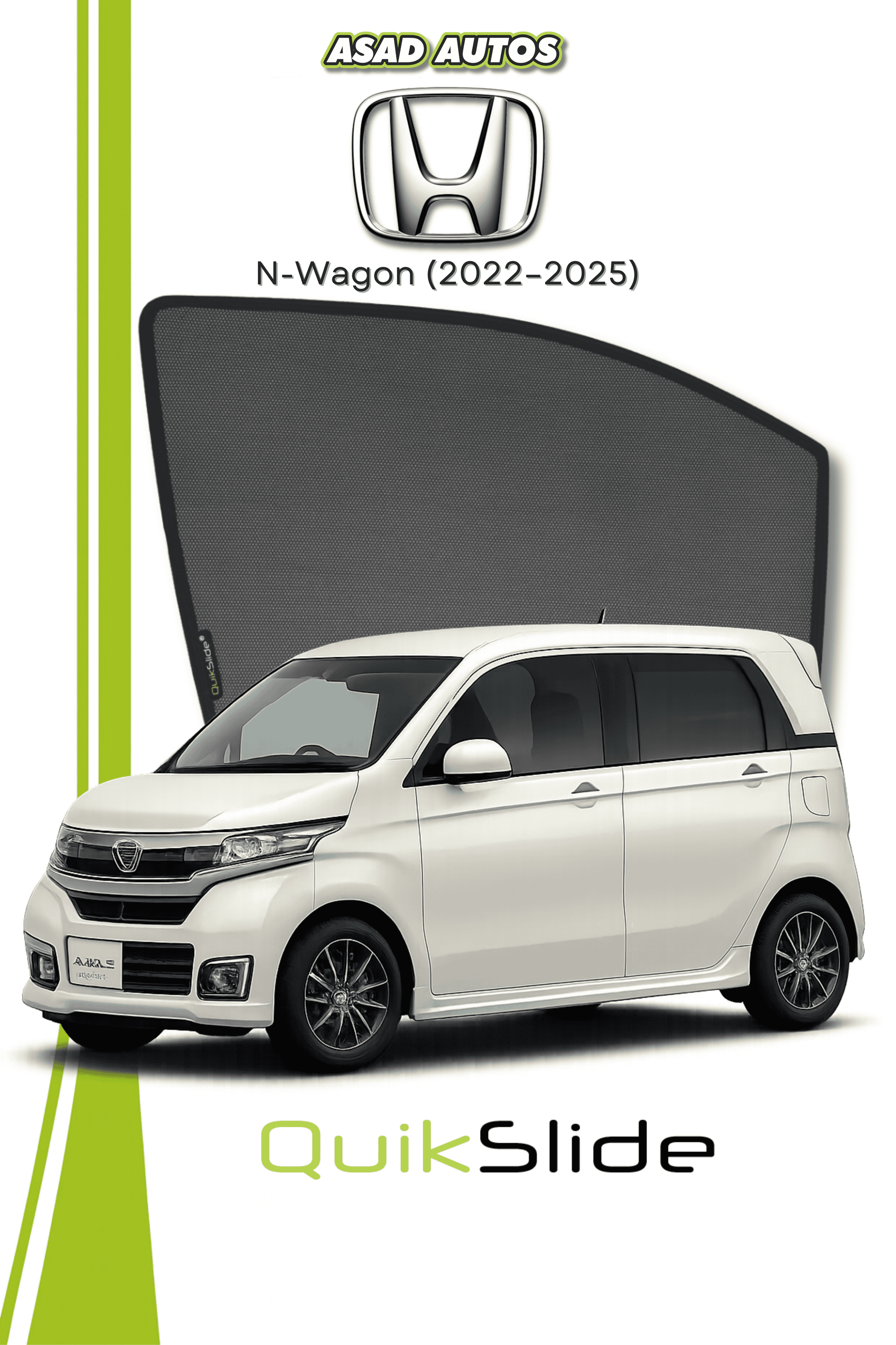 QS | QuikSlide Sun Shades (Car Pardy) for Honda N-Wagon 2020–2024 – Custom Fit UV Protection Window Shades