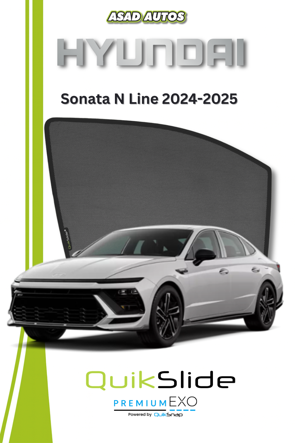 QS | QuikSlide Sun Shades (Car Pardy) for Hyundai Sonata N Line 2024-2025 – Premium UV Protection