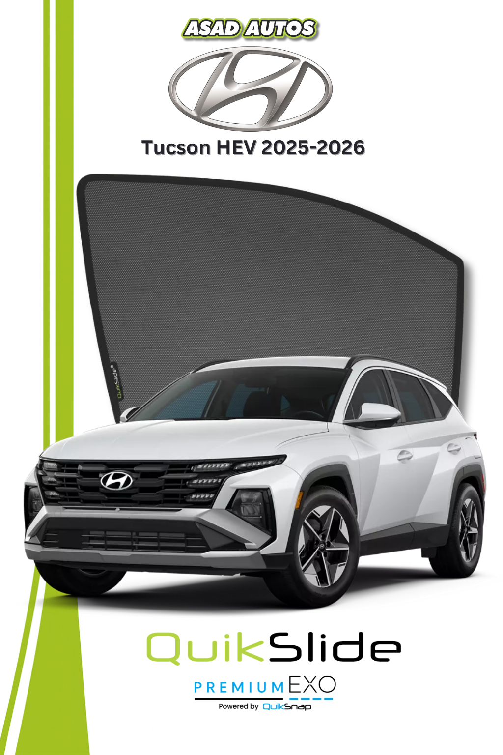 QS | QuikSlide Sun Shades (Car Pardy) for Hyundai Tucson HEV 2025 – Premium UV Protection