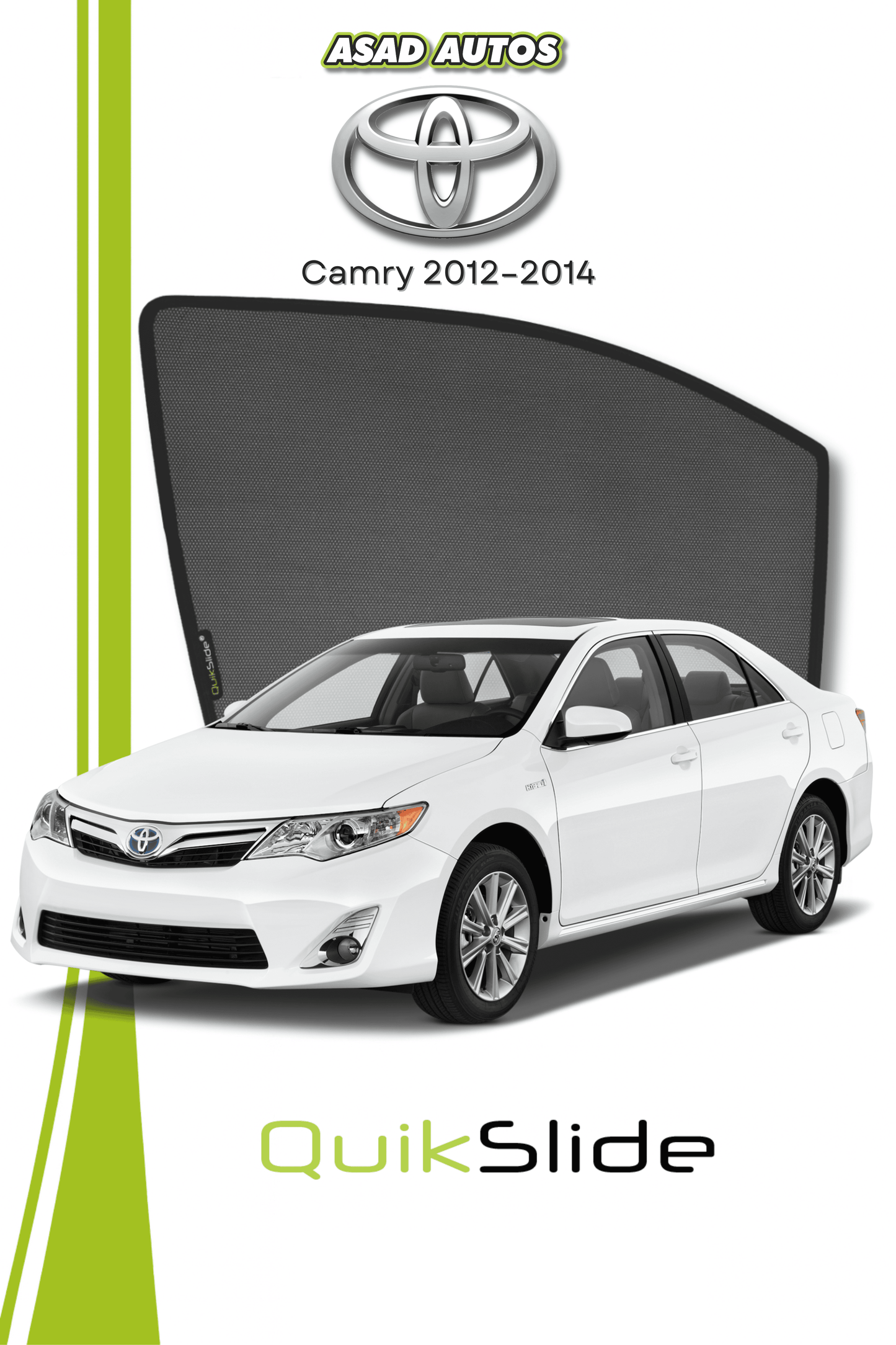 QS | QuikSlide Sun Shades (Car Pardy) for Toyota Camry 2012–2014 – Custom Fit UV Protection Window Visors