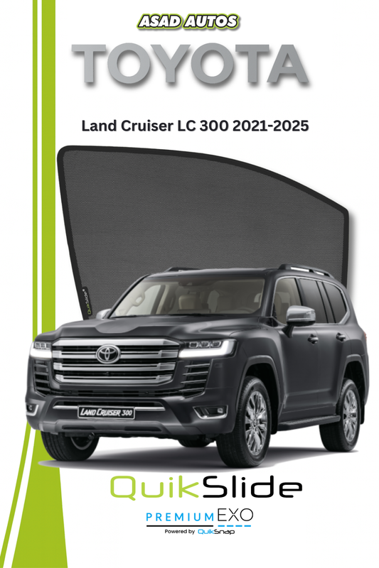 QS | QuikSlide Sun Shades (Car Pardy) for Toyota Land Cruiser LC 300 2021-2025 – Custom Fit, UV Protection & Style