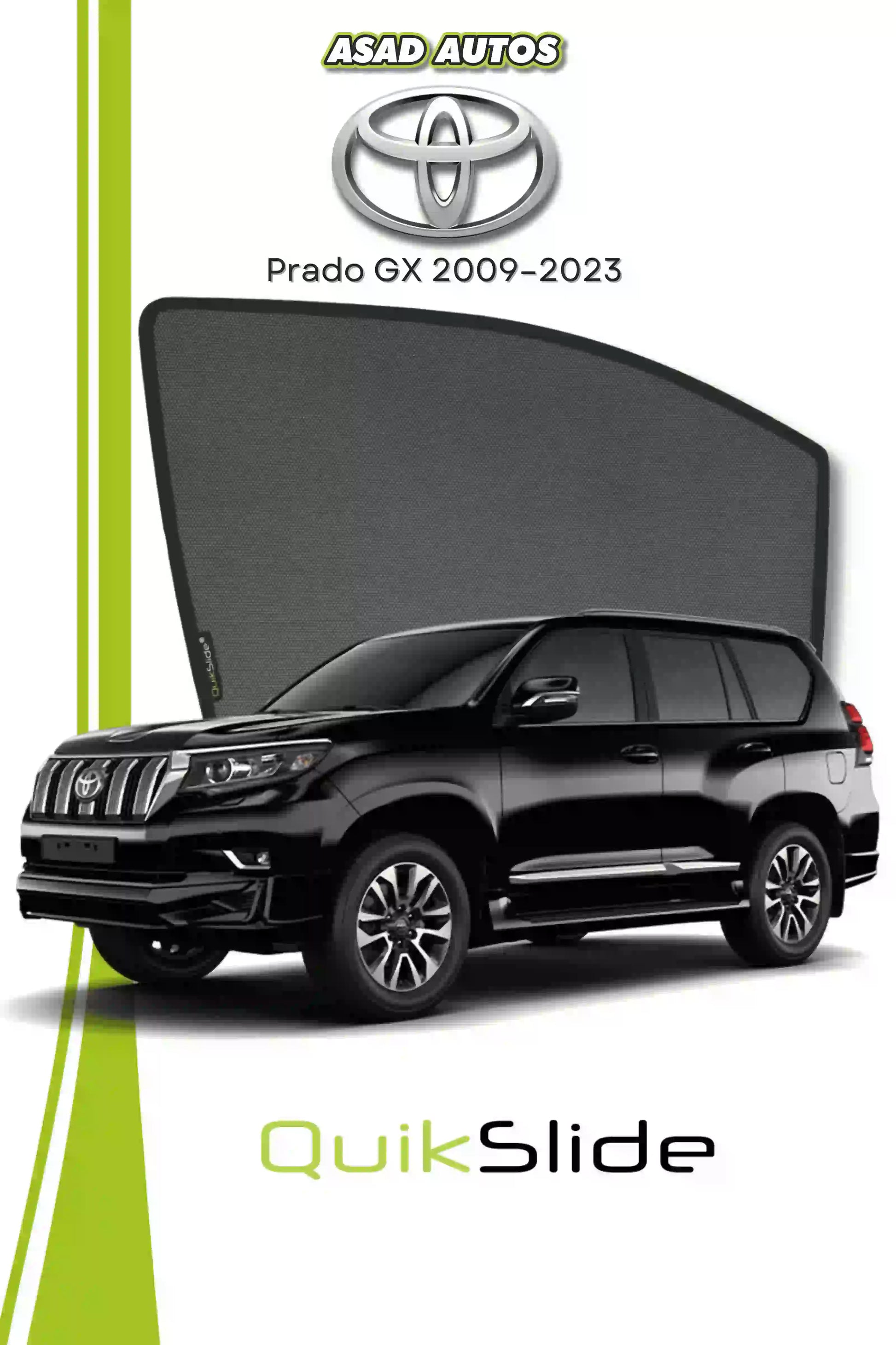 QS | QuikSlide Sun Shades (Car Pardy) for Toyota Land Cruiser Prado 2009–2023 – Premium UV Protection & Privacy