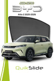 QS QuikSlide Window Sun Shades Car Pardy for BYD Atto 2 2025–2026 premium custom-fit mesh window shades with UV protection,