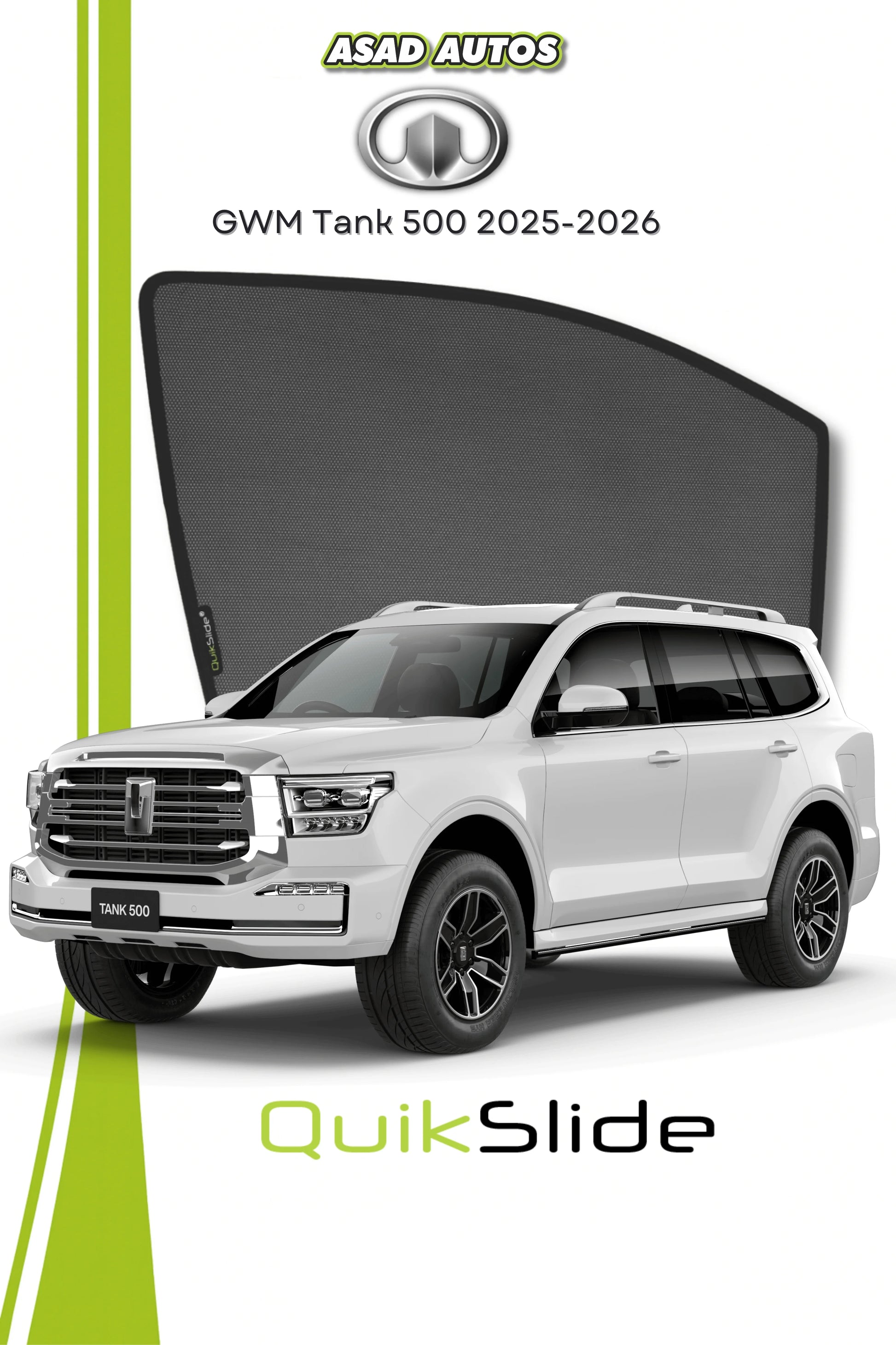 QS QuikSlide Window Sun Shades (Car Pardy) for GWM Tank 500 2025–2026