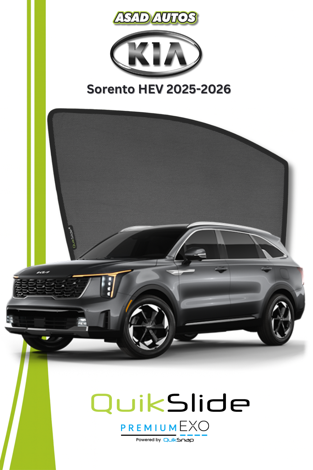 QS | QuikSlide Window Sun Shades (Car Pardy) for Kia Sorento HEV 2025 – UV Protection & Custom Fit 10