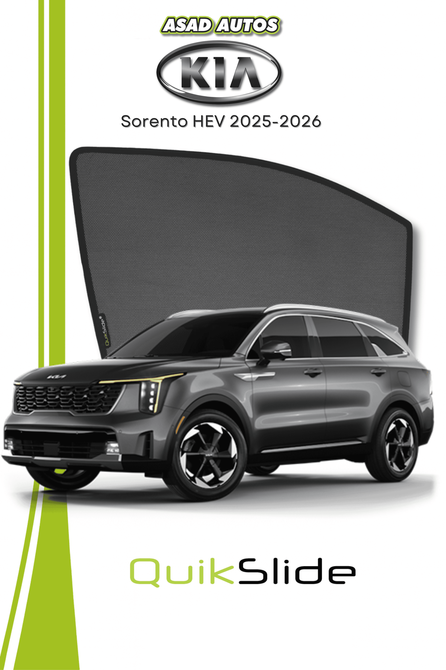 QS | QuikSlide Window Sun Shades (Car Pardy) for Kia Sorento HEV 2025 – UV Protection & Custom Fit