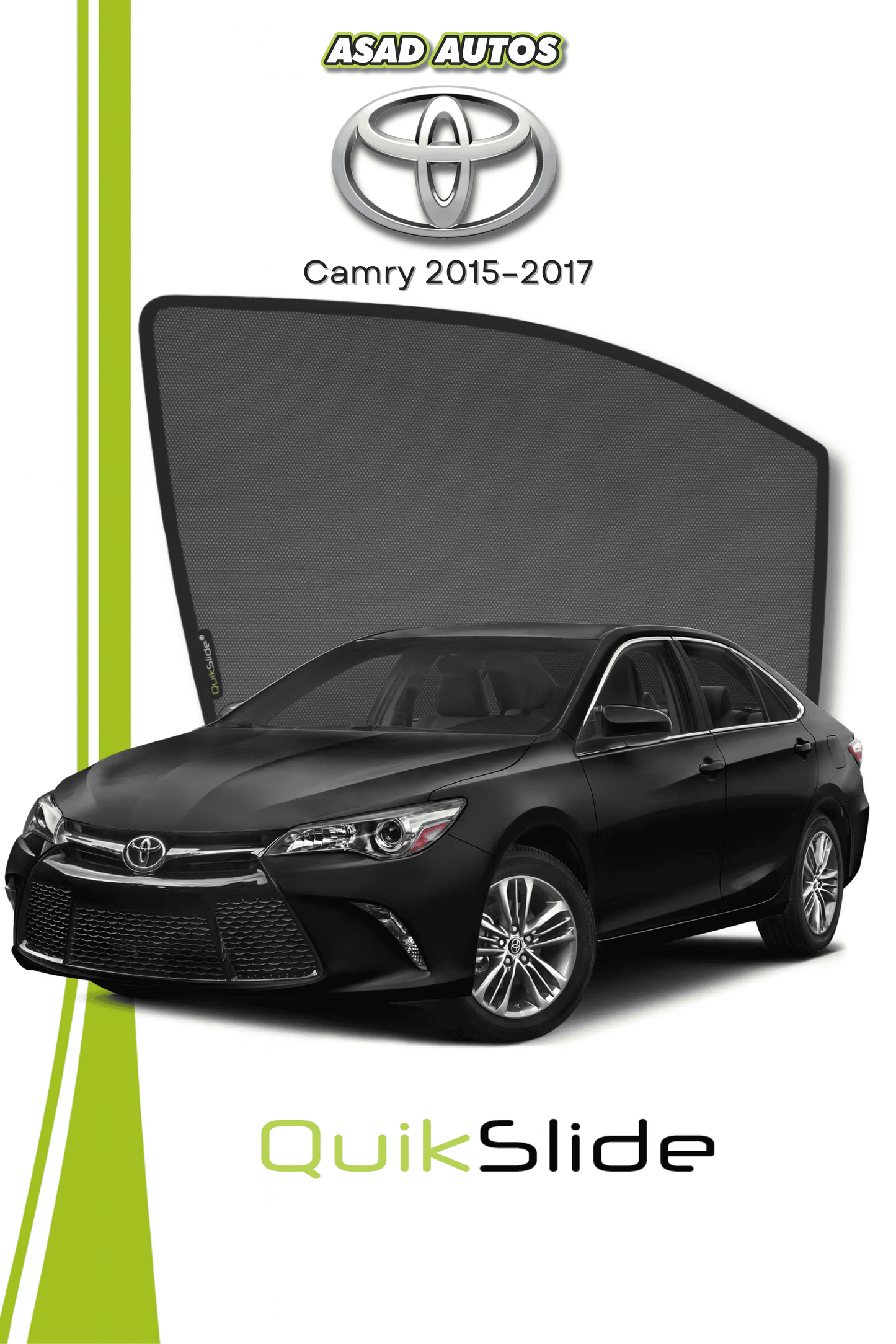 QS | QuikSlide Window Sun Shades Car Pardy for Toyota Camry 2015–2017