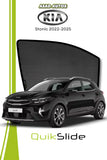 QS QuikSlide custom fit window sun shades installed on Kia Stonic 2022-2025 crossover side window