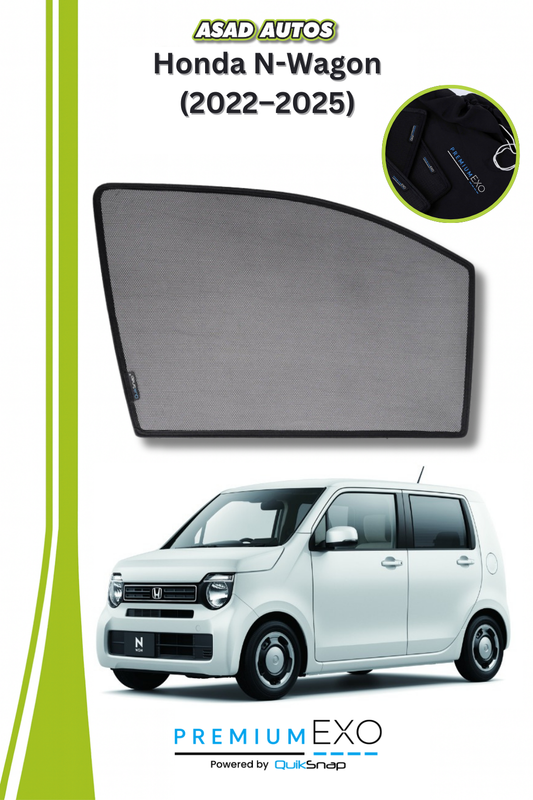 QS Sun Shades (Car Pardy) for Honda N-Wagon 2020–2024 – Custom Fit UV Protection Window Shades
