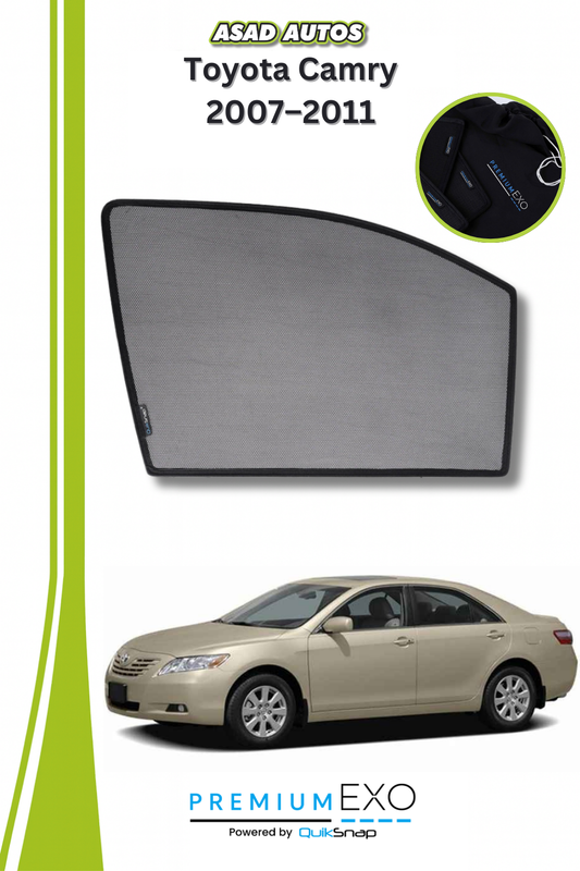 QS Sun Shades (Car Pardy) for Toyota Camry 2007–2011 – Custom Fit UV Protection Window Covers