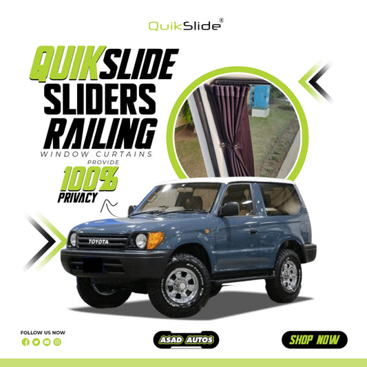 QuikSlide Railing Curtains for Toyota Land Cruiser Prado J90W 1996-1999 Custom Fit Sliding Window Sun Shades