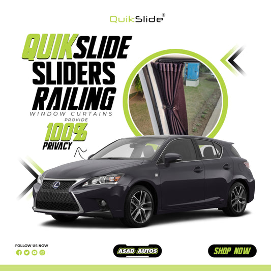 QuikSlide Slider Railing Curtains For Lexus CT 200H (2011 - 2022) — Car Window Shades & Railing Curtains