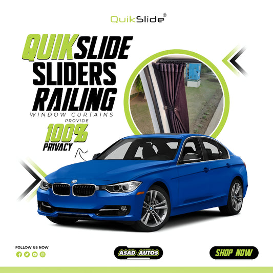 QuikSlide Sliders Railing Curains for BMW 3 Series Gen6 (2011-2017) | Sunshade & Privacy